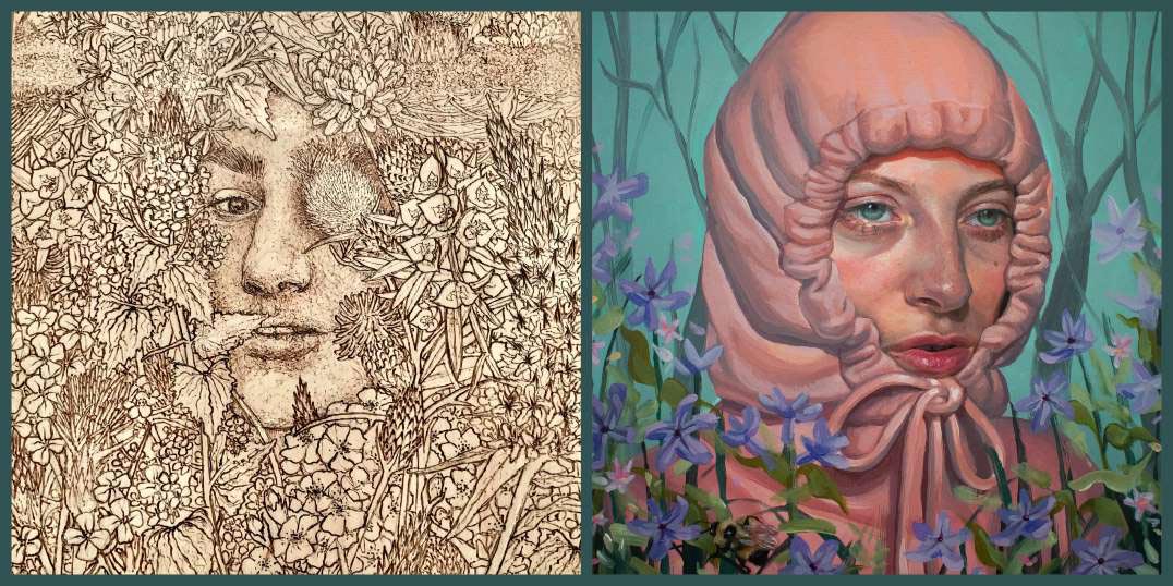 Art pieces by Natalie Deam and Caylin Jayde.
