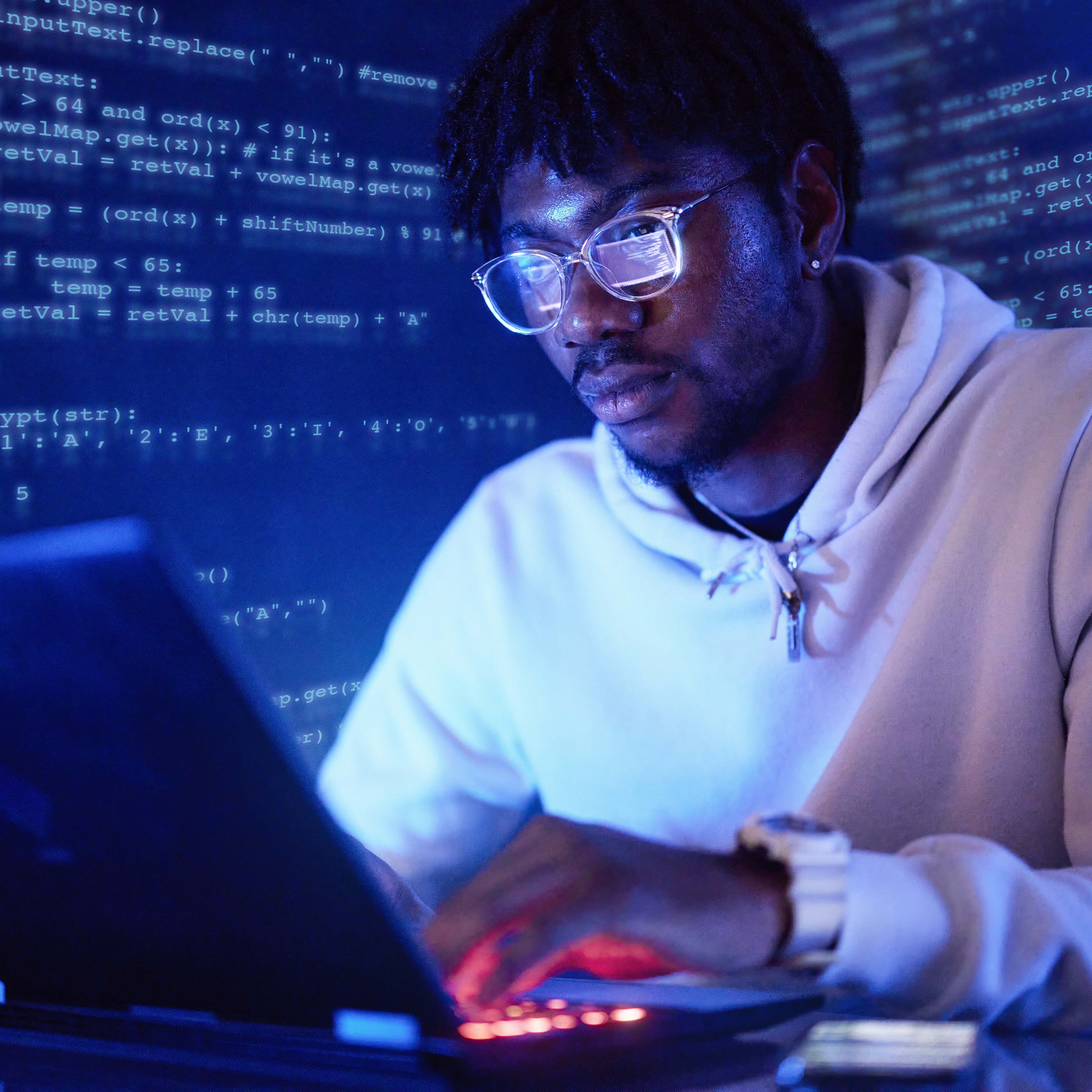 A student works on a computer